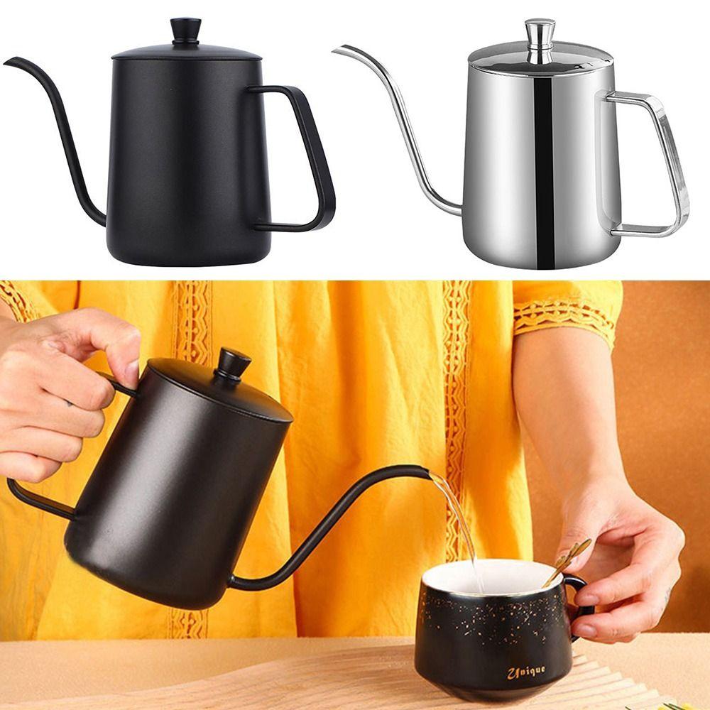 Cafetière Noire Argent Bec Long et Étroit Bouilloire à Goutte Bouilloire d'Infusion à Goutte pour Café Usage Café