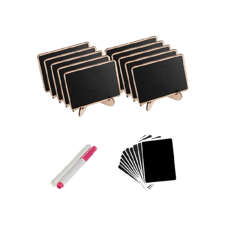 10Pcs Erasable Wooden Blackboard Signs Small Tabletop Chalkboard with Wood Stand Buffet Food Label Signs for Wedding