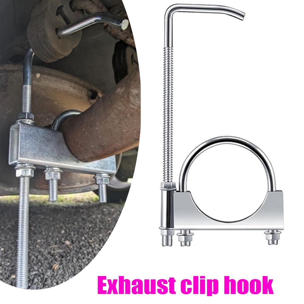 Exhaust Pipe Clamp With Hook Stainless Steel Exhaust Pipe Clamp Hook Universal Exhaust Clamp Hook Car Modification Parts 1 Pcs
