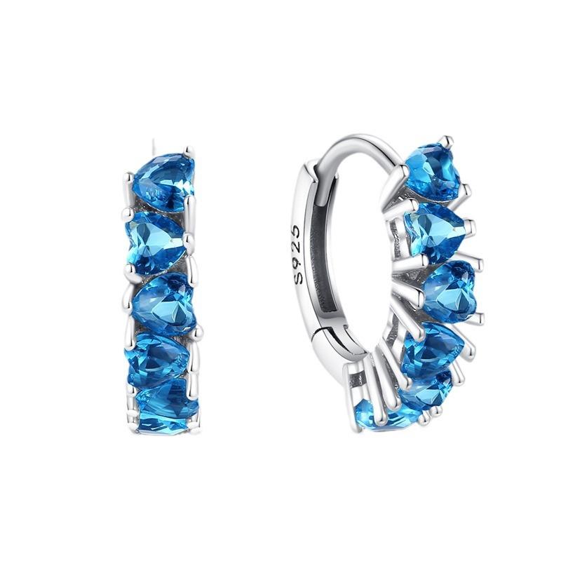 Generation S9 Sterling Silver Earrings Premium Light Luxury Simple Green Blue Stone Earrings Style