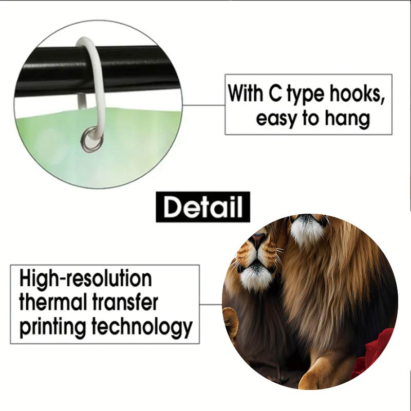 Valentine'S Day Flower Animal Lion Rose Bathing Curtain  Bathroom Shower Curtain Waterproof With 12 Hooks Home Deco Free Ship