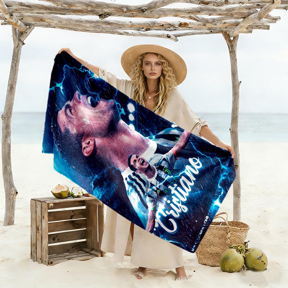 Ronaldo's Electric Celebration Beach Towel Super Soft & Absorbent Comfortable Lightweight Suitable for Swimming, Gym, Camping, Yoga Vacation