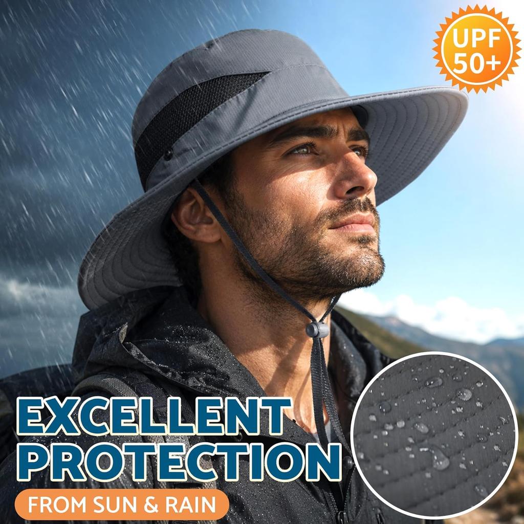 Wide Brim Bucket Hat UPF 50+ for Men Women Outdoor Beach Hiking Fishing Sun Protection