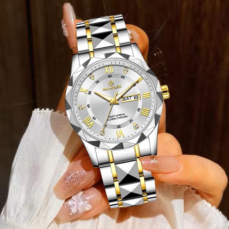 New Women's Bracelet Watch Fashion Elegant Date Quartz Wristwatch Woman Waterproof Luminous Diamond Watches for Women