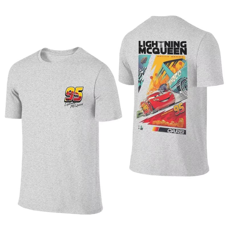 Back Two Sides Lightning McQueen Cars 95 TShirts Unisex Cotton Tees Crew Neck Short Sleeve T Shirts Printing Women Clothes