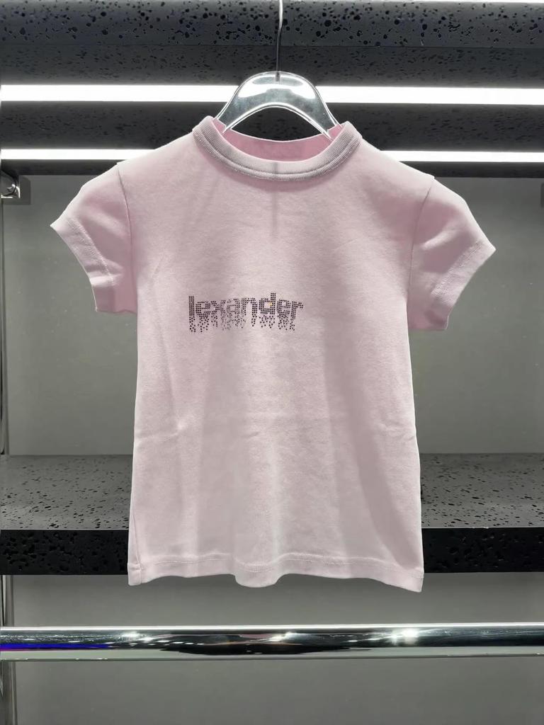 Spring 2026 High Gram Weight Ribbed Slim Fit Short Sleeve T-Shirt - Women's Hot Drilling Design
