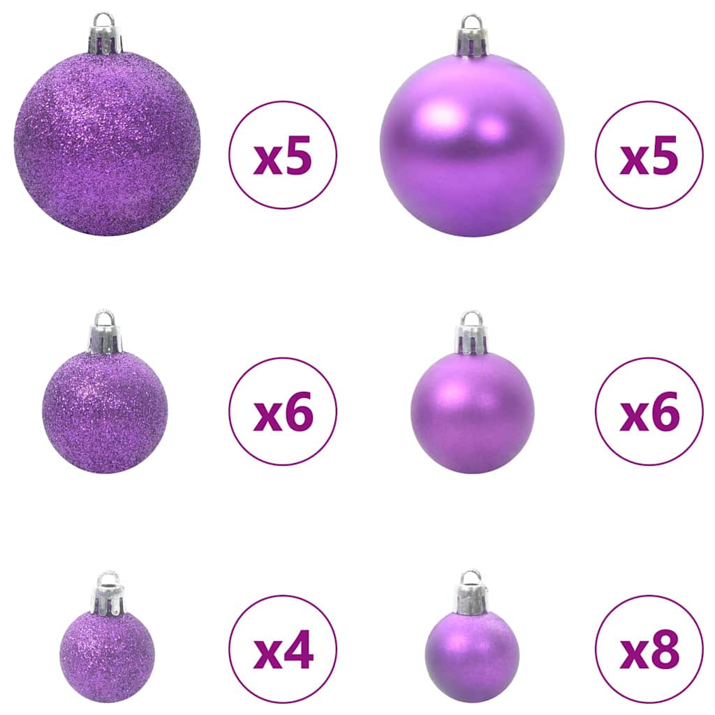 Christmas Ornament Set with 150 LEDs 61 pcs Purple Plastic