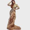 Goldenes Fischschwanz-Abendkleid für Damen – 2025 Neuer eleganter Herbst/Winter-Bankettstil