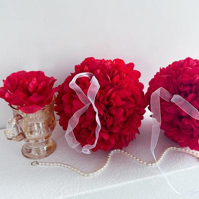 Fiore Finto Grande Palla di Fiori Rossi San Valentino Decorazione Interna Centro Commerciale Palla di Fiori da Lancio a Mano Oggetti di Scena per Fotografia