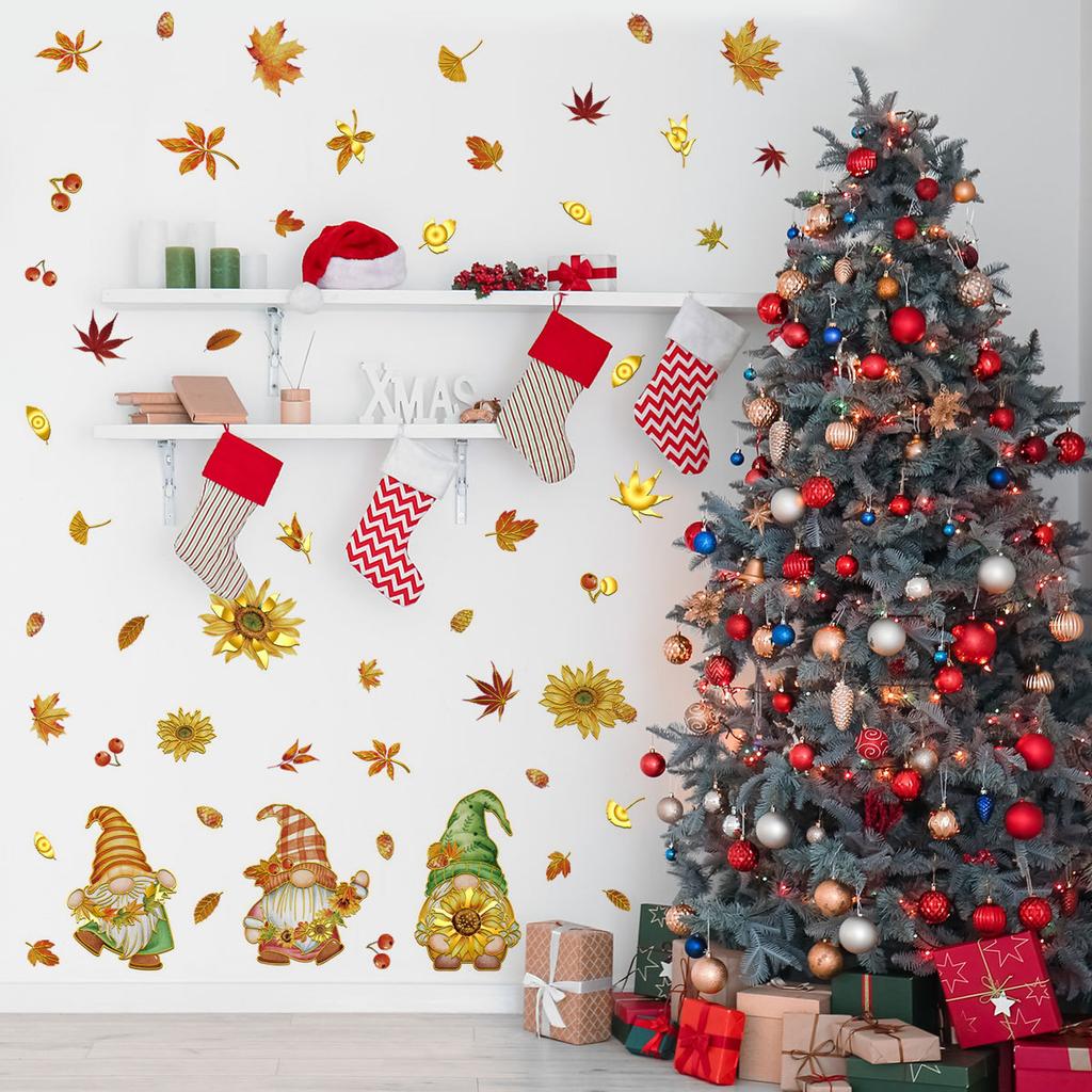 Tj18010 Pygmy Autumn Sunflower Bronzing Wall Sticker Decoration Children'S Room Bedroom Background Self-Adhesive Wall Sticker
