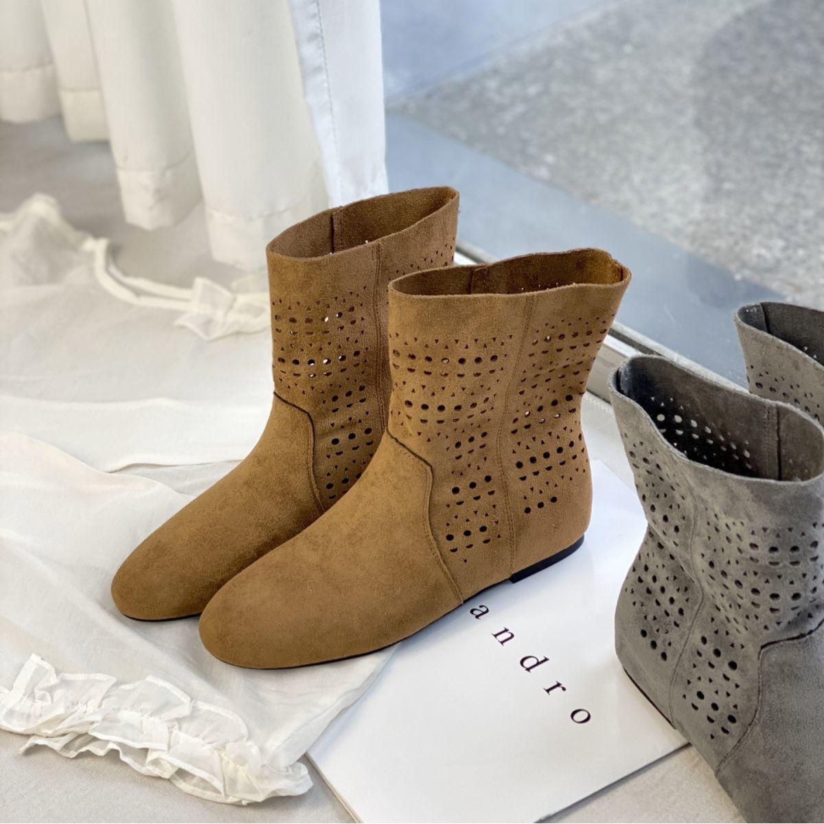 

2025 осень новые полые резные короткие ботинки женские модные универсальные повседневные туфли женские удобные на плоской подошве короткие ботинки женский тренд 37 хаки