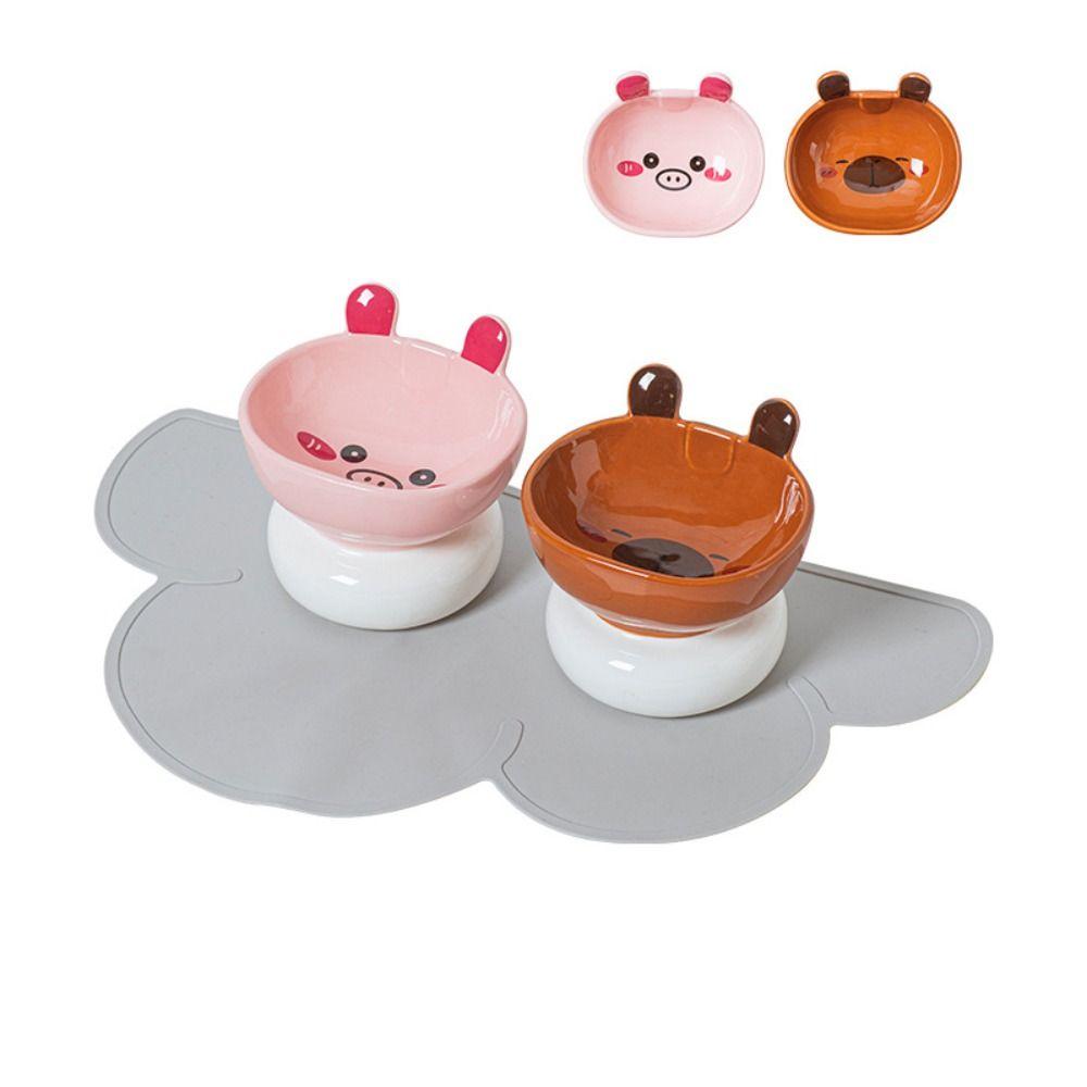 Cute Pet High Foot Bowl Creative Pet Drinking Feeder Dog Food Feeding Basin  Neck Protection