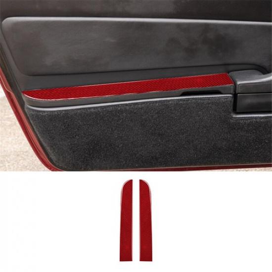 2Pcs Red Carbon Fiber Interior Door Armrest Cover Trim For Porsche 911 1989-1997