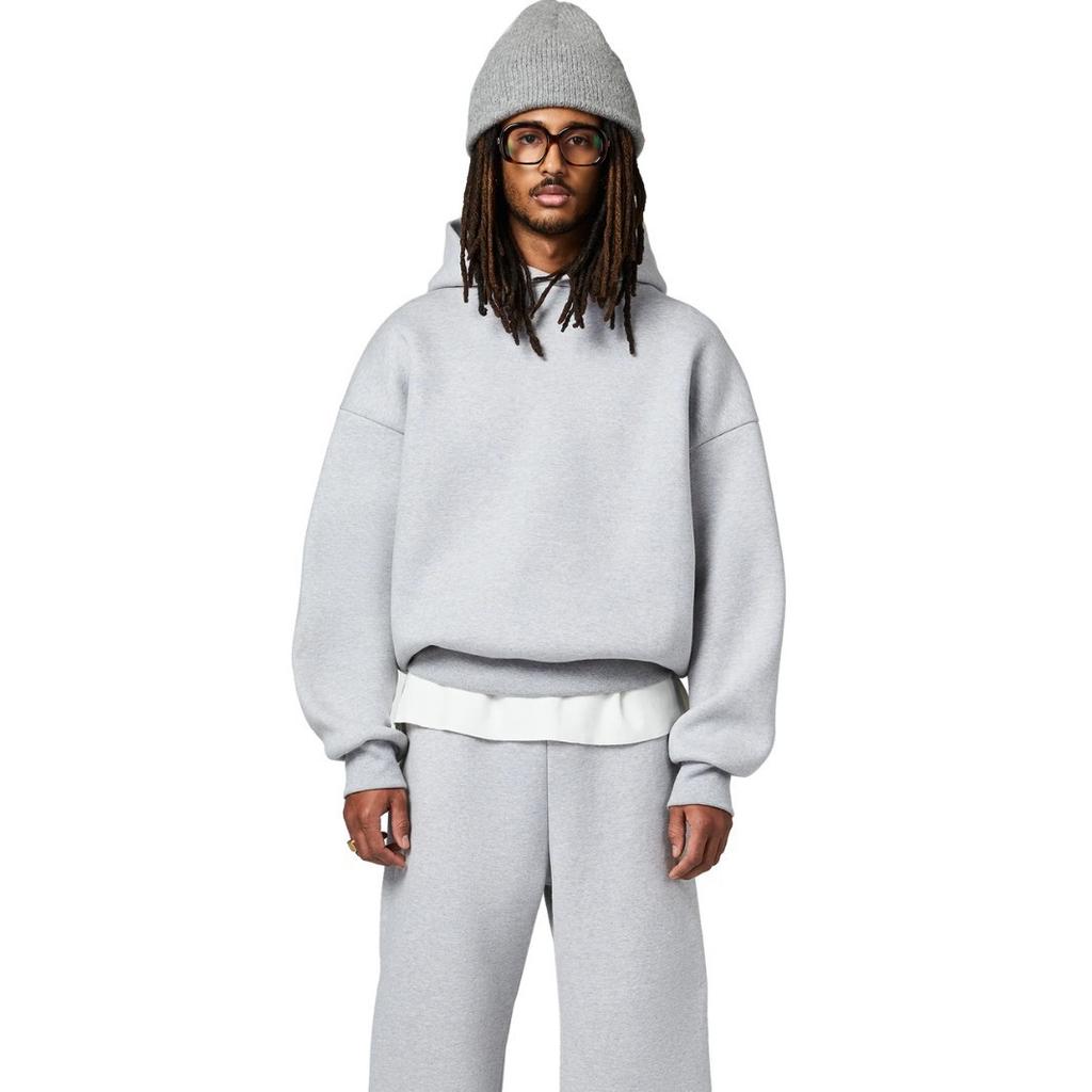 New Hooded Men's Women's Loose Suit With Drop Shoulder Ribbed Hem Sweatshirt Elastic Hidden Drawstring Waistband Sweatpants