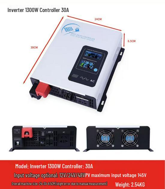 Home Off-Grid All-in-One Inverter Controller (12/24/48V) 1300W 30A 12V Controller