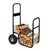 Relaxdays Wooden Log Cart, Steel, On Pneumatic Wheels, 60 Kg Capacity, Indoor, Outdoor, Black