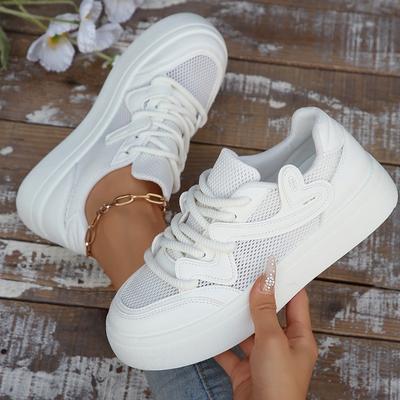 Mode Damen Vulkanisierte Schuhe Atmungsaktive Mesh Sportschuhe Mode Dicke Sohle Freizeitschuhe Damen Sneaker Skateboard Schuh Tenis Mujer