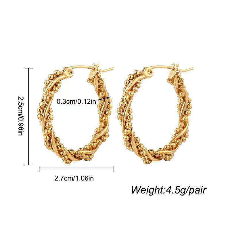 Solmayan Altın Fransız Retro Burgu Paslanmaz Çelik Küpeler - Çok Yönlü ve Sade Stil