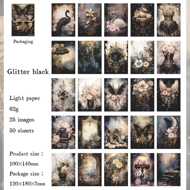 50pcs/pack Aesthetics Flowers Materials Paper Decor Scrapbooking Collage Stationery DIY Junk Journal Craft Light Paper