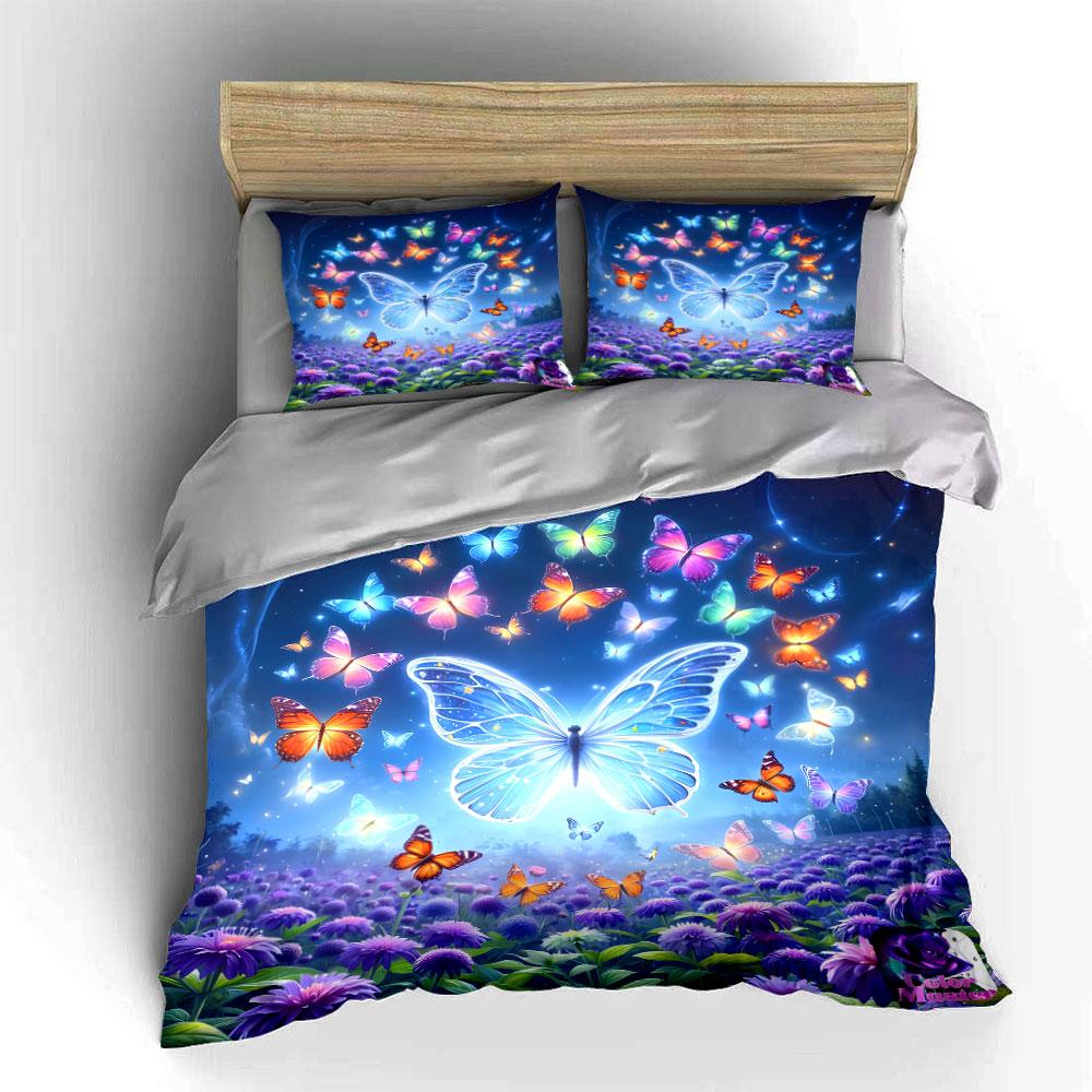 Butterfly-Themed Nature Decoration Set Kid S And Adults Bedroom Decor, Exquisite Three-Piece Bedding Set Gift EU Twin 135X200cm&set