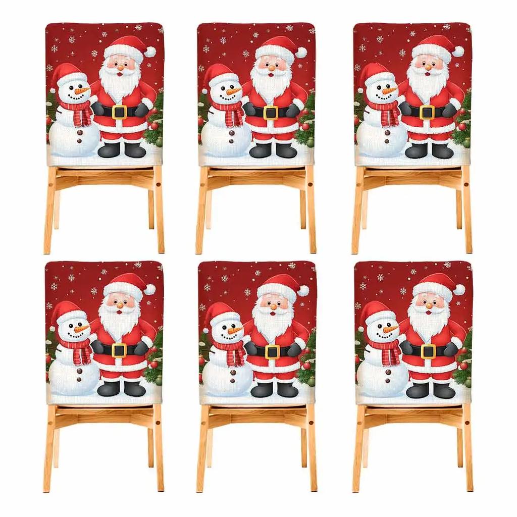 2/4/6pcs/set 45x55cm Santa Claus Snowman Chair Cover Table Decoration Dining Seat Chair Covers Dining Room Bar Party Banquate