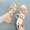 Women's Summer New Style Wedge Heel Platform Fashion Bohemian Ethnic Style Roman High-Heeled Leather Sandals