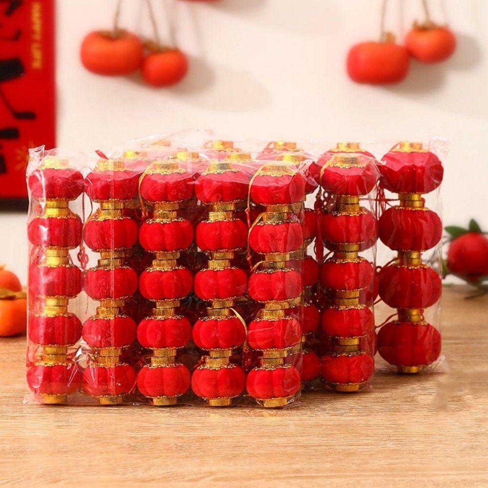 Mini Flocked Red Lanterns Red Flocking Flocking Festive Lantern Wedding