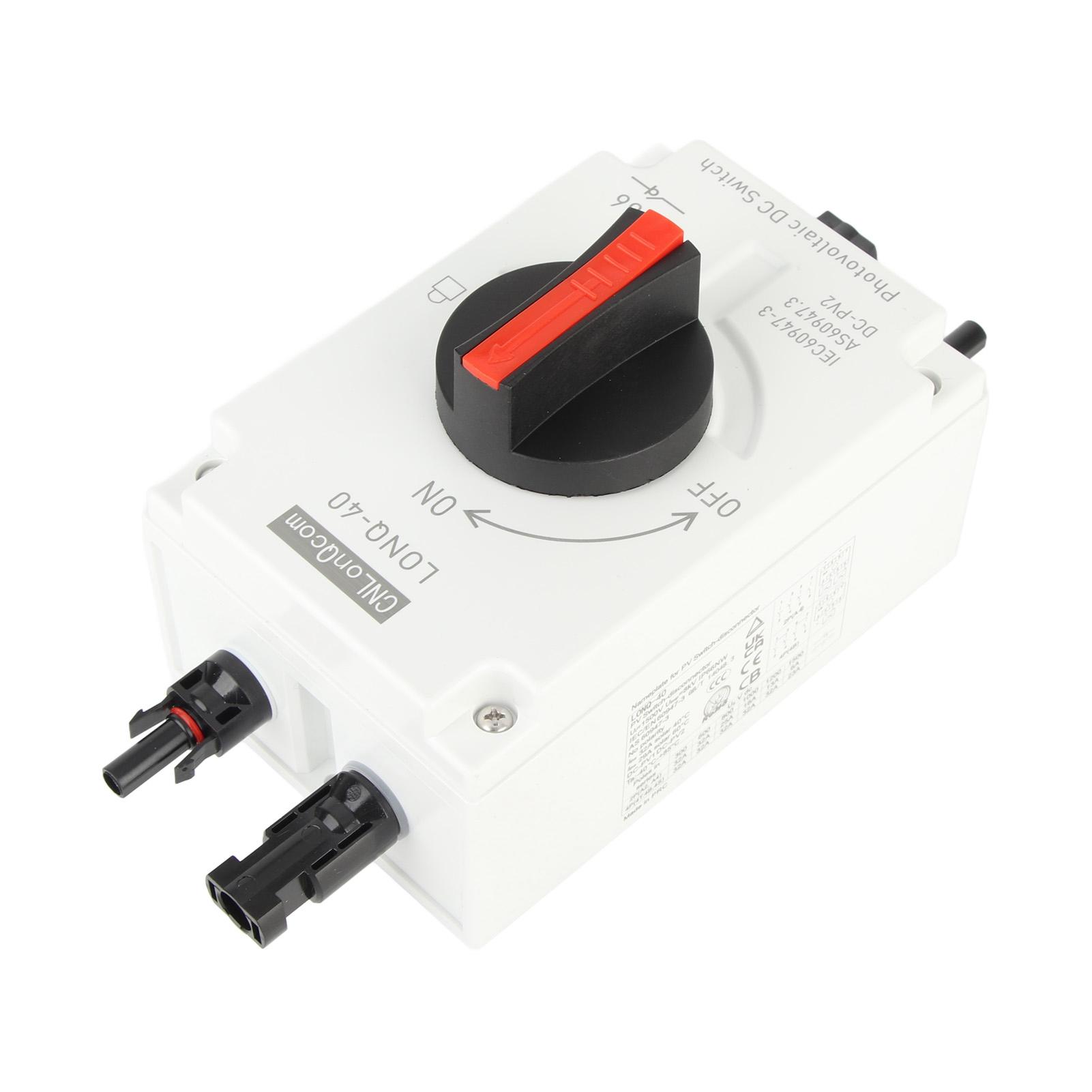 

4P Фотоелектричний вимикач постійного струму з сонячним роз ємом PV Ізоляторний вимикач DC1200V 32A Водонепроникний IP66