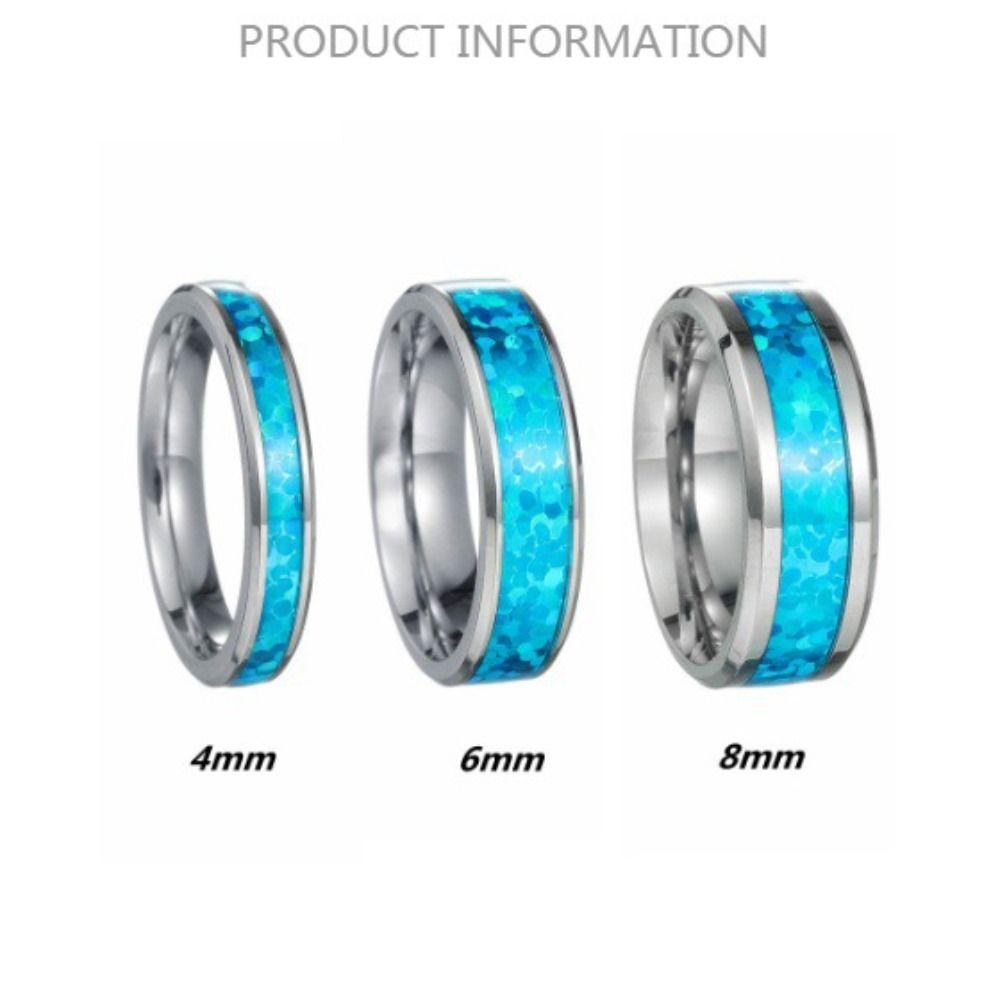 2PCS Stainless Steel Stainless Steel Wedding Ring Blue Opal Inlay Men Wedding Band Wedding Ceremony