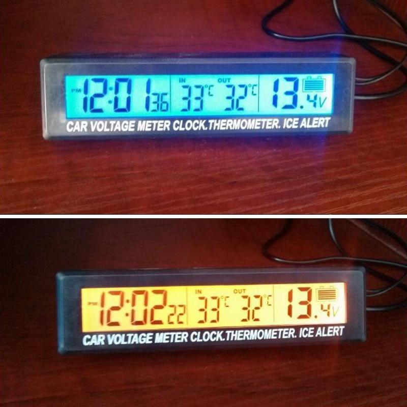 

3 in 1 Mini Car Digital Clock Thermometer for Time Monitor Portable LCD Display чёрный