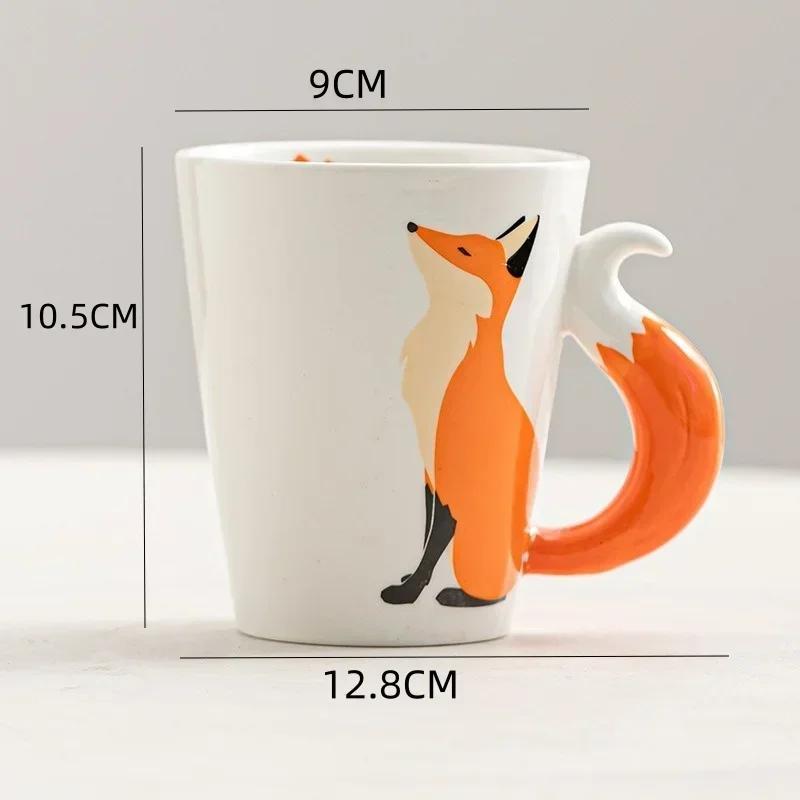 360ML Ceramic Cups Creative Fox Cartoon Coffee Mugs Anti-scalding Animal Pattern Office Home Cup Tea Milk Mug Children Gifts