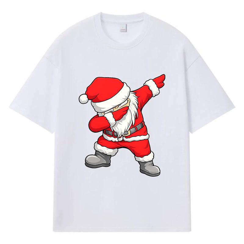 2026 Weihnachten Weihnachtsmann Aufdruck Grafik Y2k Harajuku Streetwear 100% Baumwolle T-Shirt Lässig Übergroß Sommer Herren T-Shirt