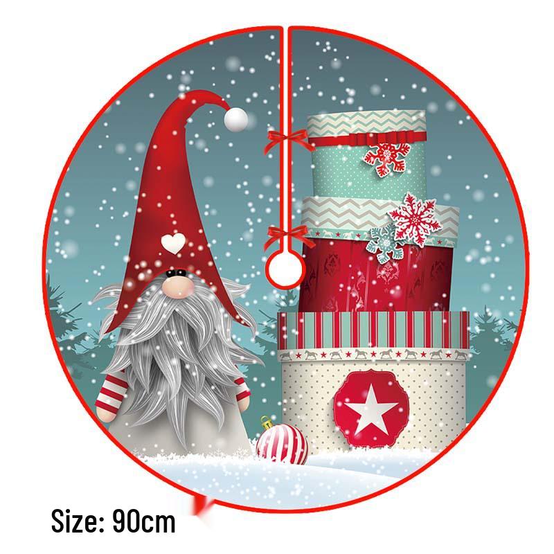 Creative Cartoon Print Christmas Tree Skirt - Festive Home & Party Decoration
