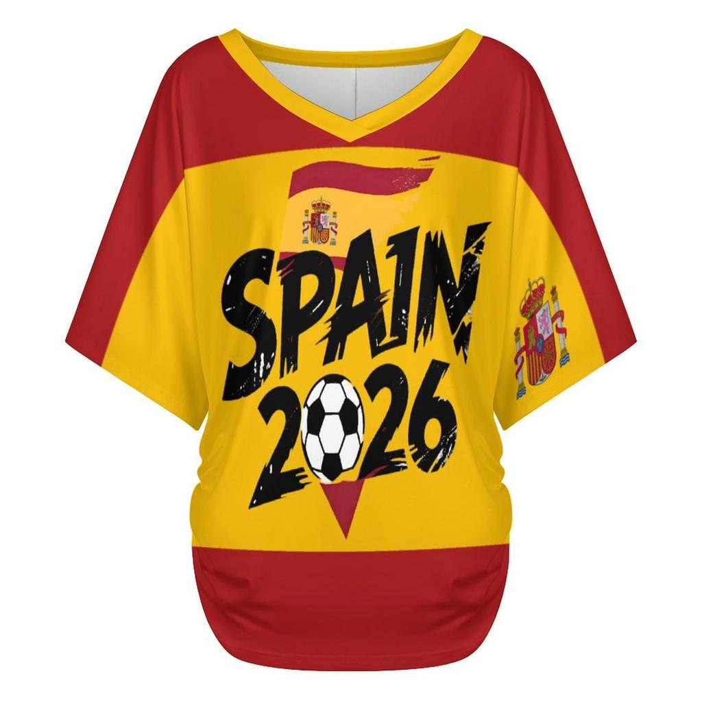 Women V Neck Short Sleeve Pullover T Shirt with Letter Print Casual Loose Fit Top for Soccer Support and Events