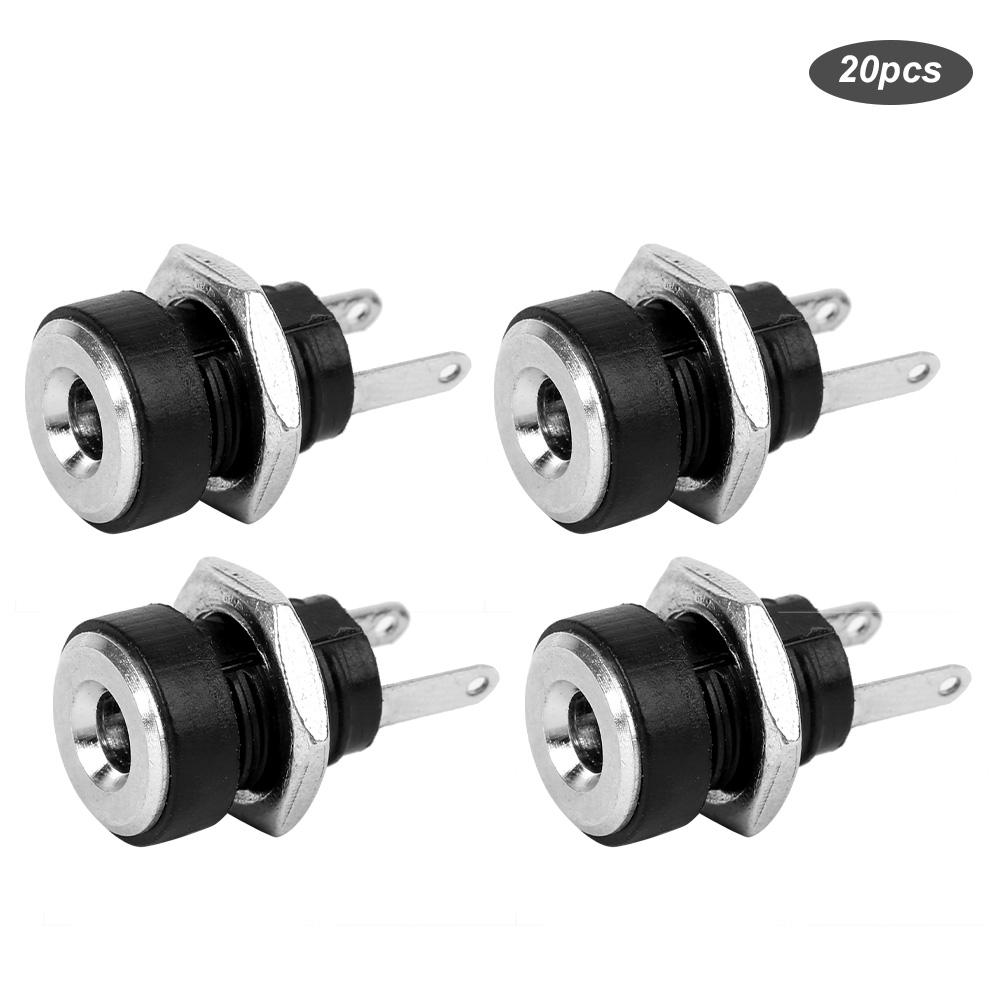 20Pcs DC?022B Power Supply Female Jack Socket Thread WNut Copper Panel Mount Connector