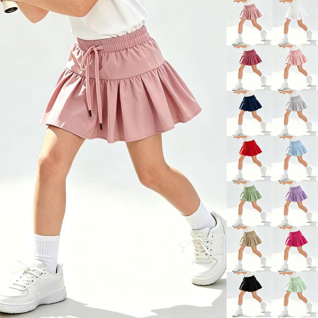 Mädchen Farbe Elastische Taille Sportlicher Rock mit Shorts für Sport, Spiel und Alltagsoutfits