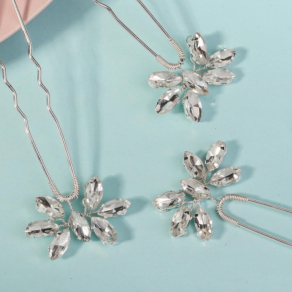 Neuer Brautschmuck handgefertigte Kristallhaarnadel Hochzeitsbankett Tanzaufführung Kopfschmuck U-förmige Strass-Haarnadel