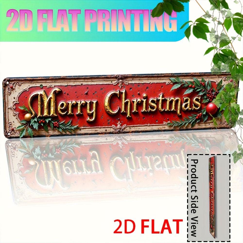 

Vintage Tin Sign Santa Claus Reindeer Christmas Tree Wall Decor 10x40cm