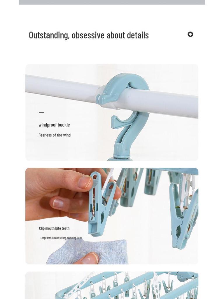 32-Clip Multifunctional Drying Rack Hanger for Socks and More