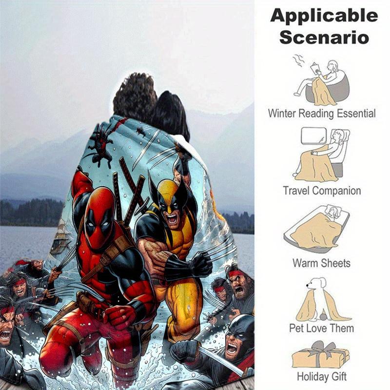 1pc Deadpool and Wolverine Printing Blanket - Soft, All-Season Throw for Living Room, Bedroom,Personalized Gift with Adorable Cartoon Design