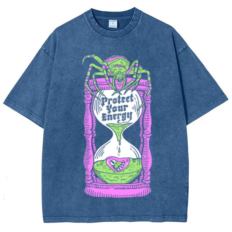 

Американский винтаж футболка с принтом паука и надписью «Волшебное зелье» женская уличный тренд короткий рукав стиранная ткань топ с круглым вырезом M