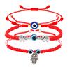 Blue Evil Eye Red String Bracelet Set - Handmade Woven Design