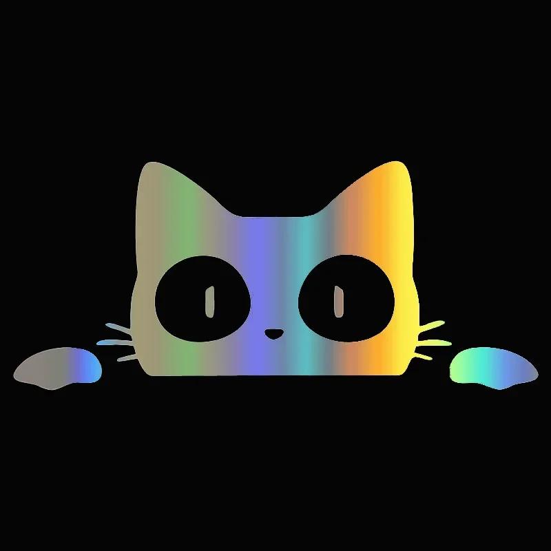 14x6cm Peeking Cat Cartoon Kitty Car Sticker Auto Body Bumper Windows Motorcycle Laptop Walls Vinyl Film Decal Car Accessories