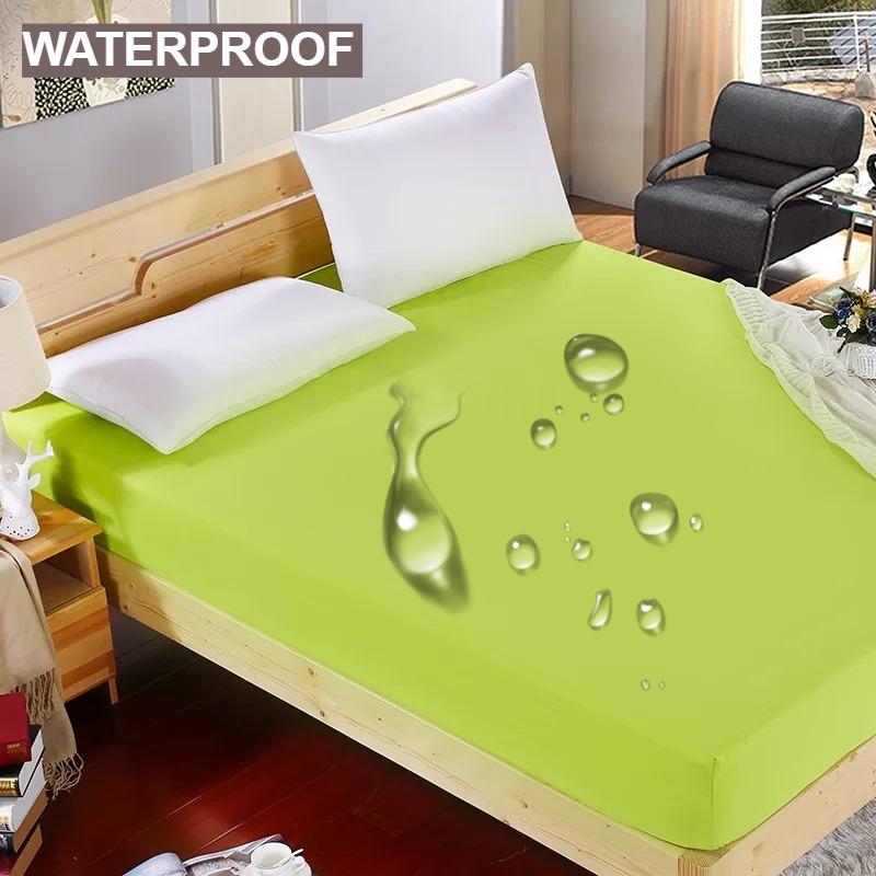 1pc Waterproof High-grade Reactive Dyed Thick Fabric Fitted Sheet Elastic Available in A Variety of Sizes,Soft Bed Sheet,Write,grey,black,120/140/160