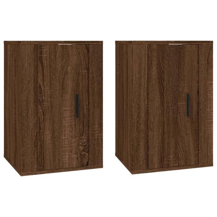 816671 vidaXL Wall-Mounted TV Units 2 Pcs Brown Oak 40x34.5x60 Cm