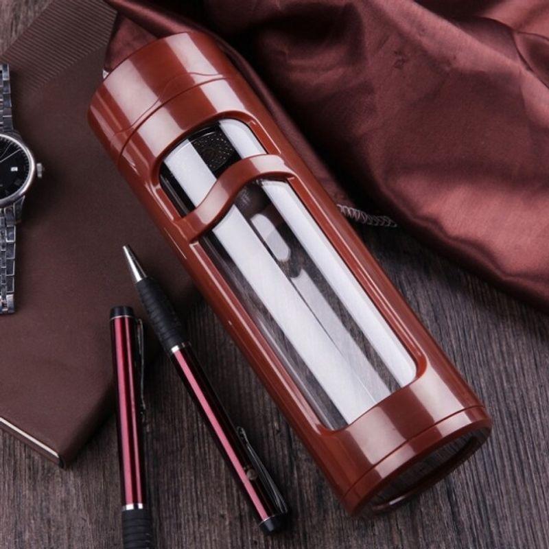 Three-Stage Tea Separation Cup, Glass Tea Cup, Portable High-End Cup for Men, Anti-Fall, Large Capacity, Insulated Cup 400/450/666 ml 400ml Brown Tea Water Isolation