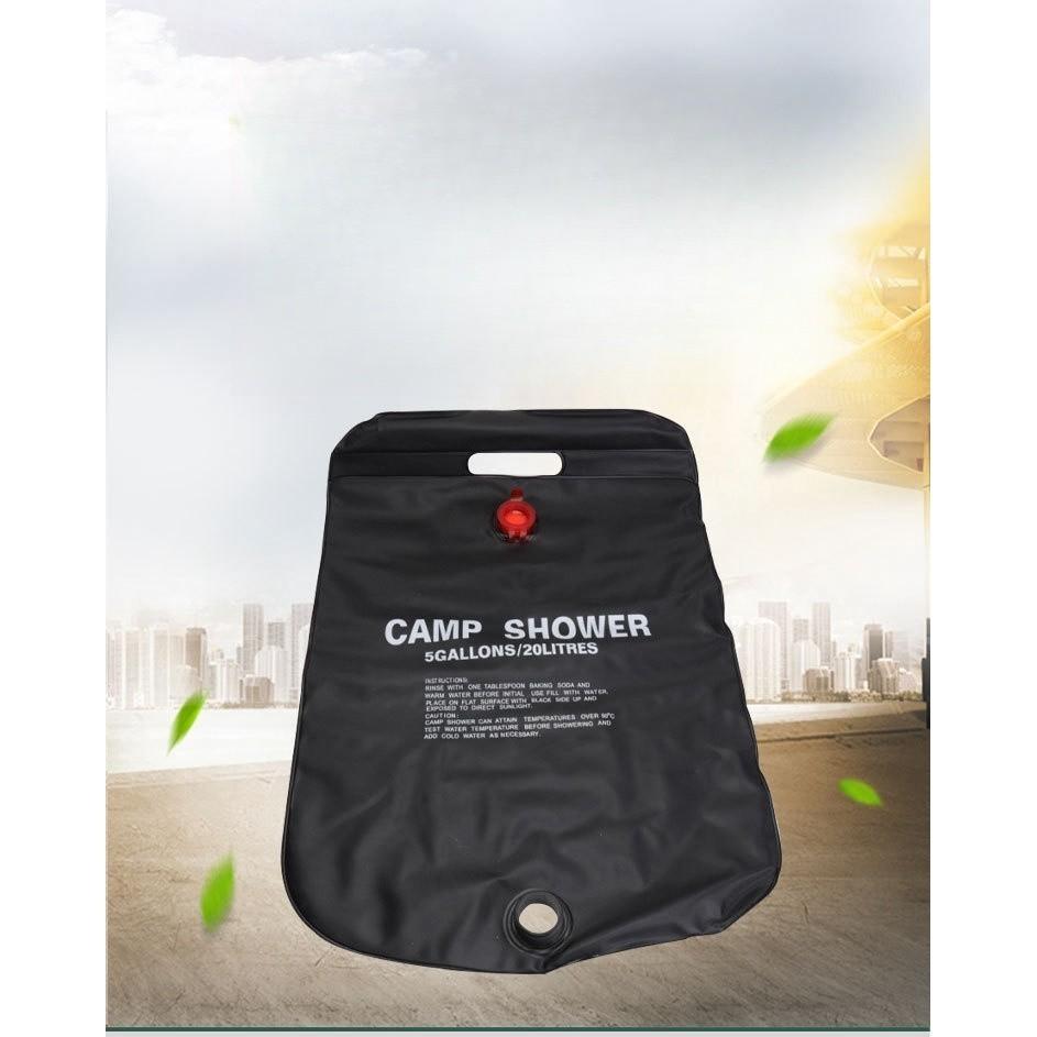 Bolsa de ducha para acampar al aire libre, bolsa de agua caliente solar de 20 l, bolsa portátil para almacenar agua de refrigeración y ducha