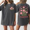 Pink Beautiful Flowers Forever Printed Short Sleeve Women  Hip Hop T-Shirts Summer Comfortable T Shirt Loose Sport Clothes