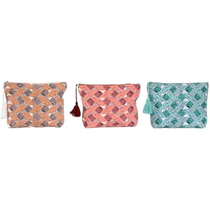 Trousse de Toilette de Voyage - HOME ESPRIT - Marron Turquoise Corail - 25 x 5 x 20 cm - 3 unités - Souple