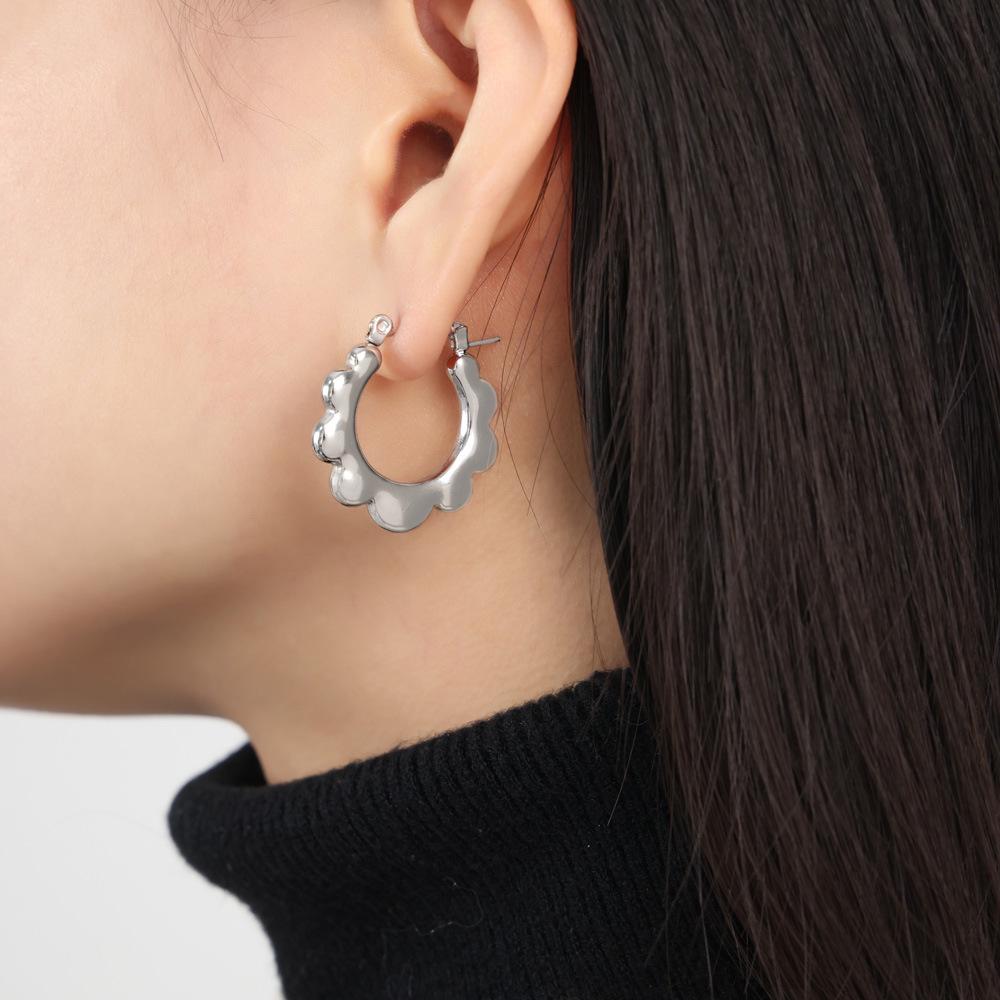 European  American Sunflower Earring: 18K Gold-Plated Titanium Steel Design